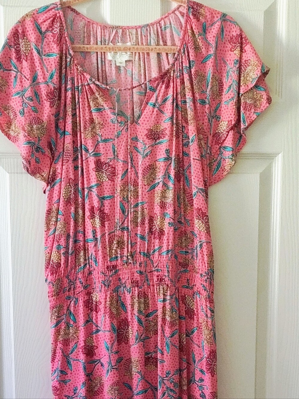 Pink Floral Midi Dress
